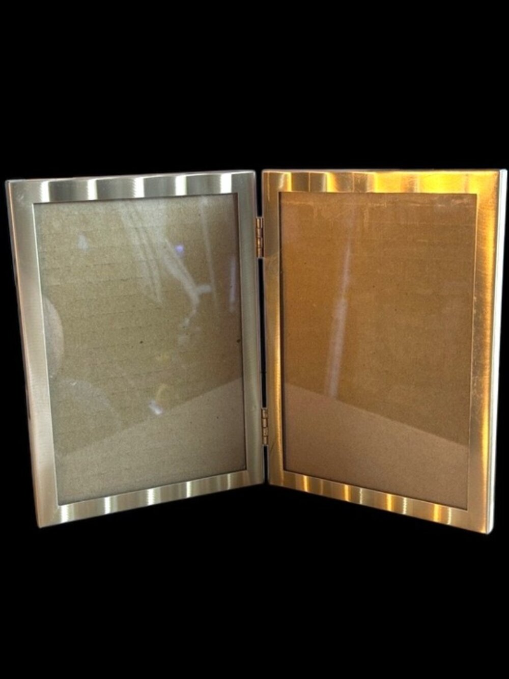 Vintage MCM Gold Bi-Fold Double Photo Frame 4.5 x 6.5
